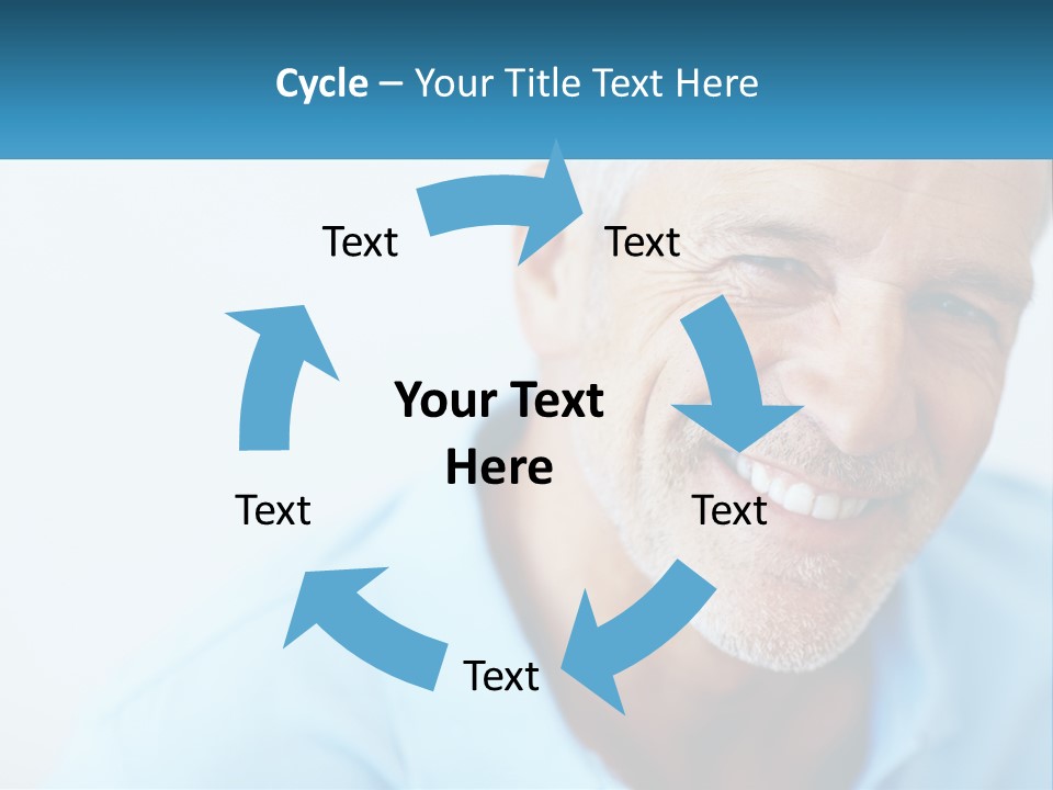 A Close Up Of A Smiling Man With A Blue Shirt PowerPoint Template