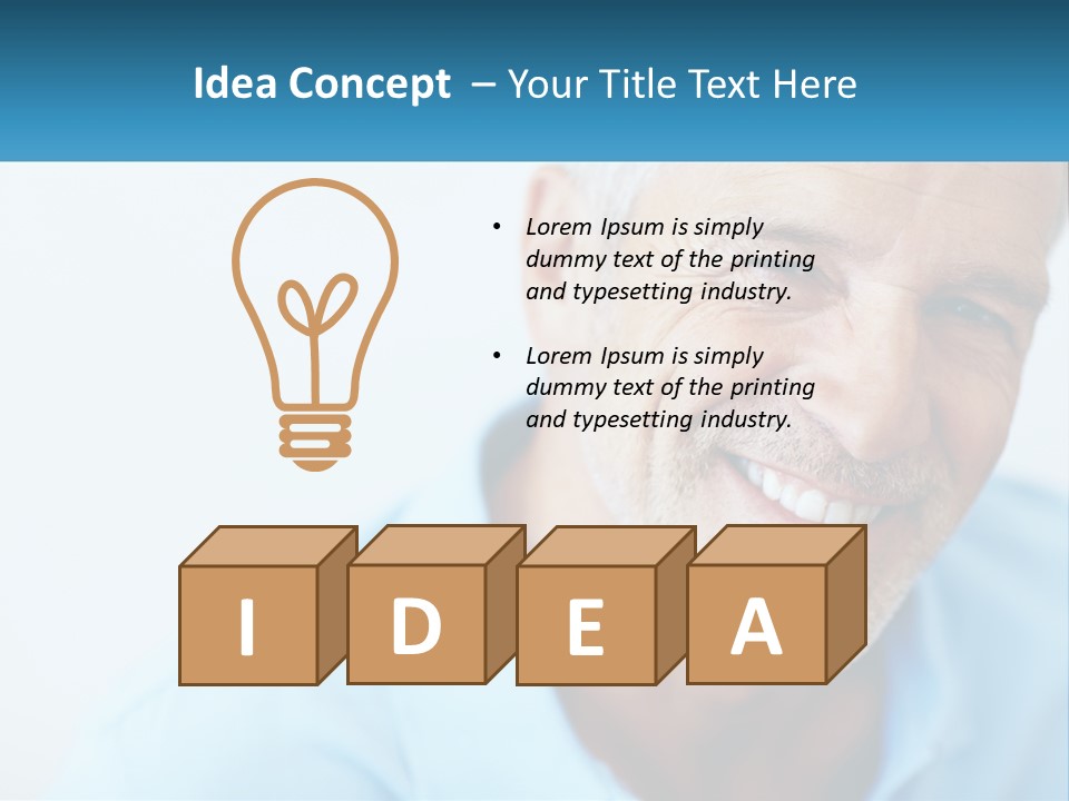 A Close Up Of A Smiling Man With A Blue Shirt PowerPoint Template