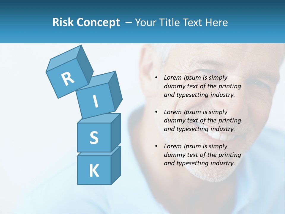 A Close Up Of A Smiling Man With A Blue Shirt PowerPoint Template