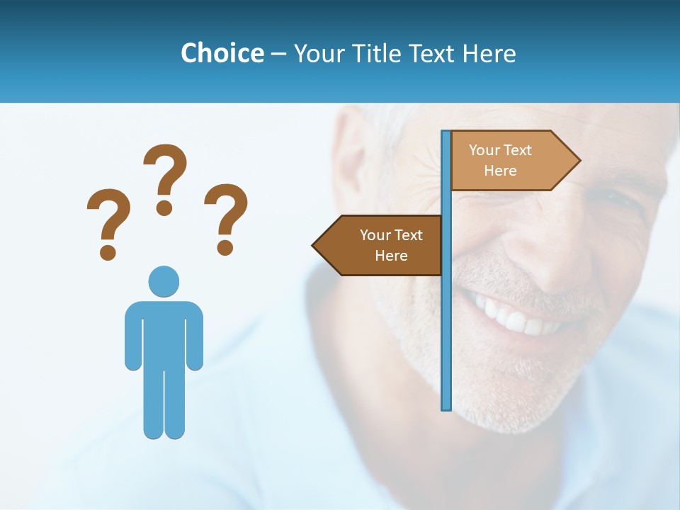 A Close Up Of A Smiling Man With A Blue Shirt PowerPoint Template