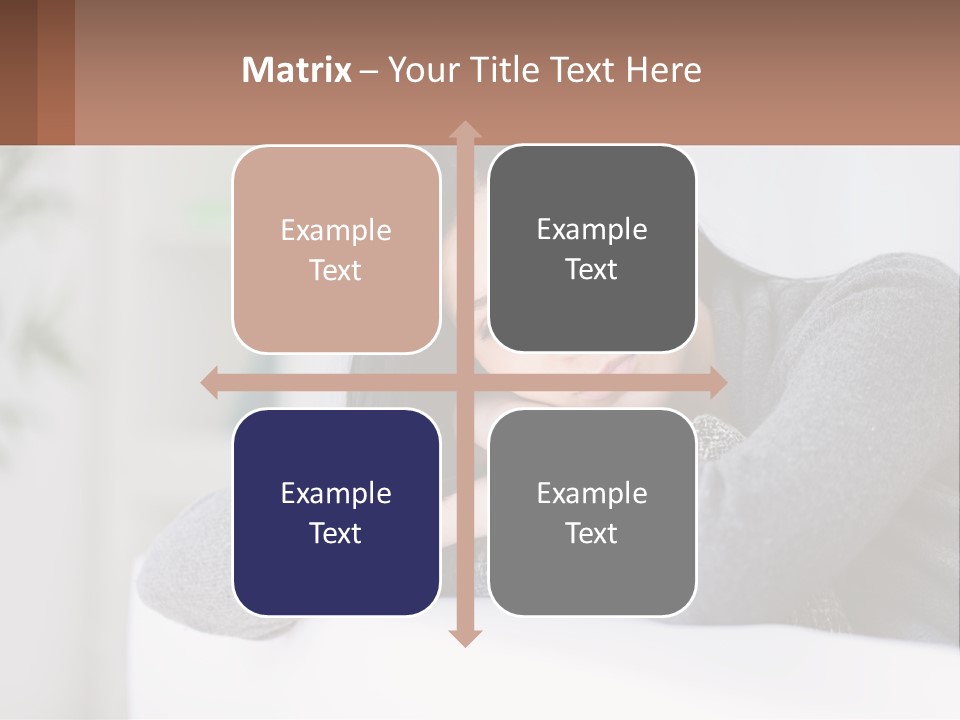 A Woman Sitting On A Bed With Her Hand On Her Chin PowerPoint Template