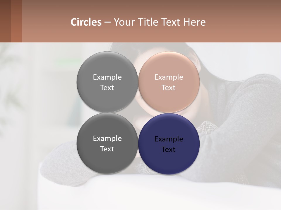 A Woman Sitting On A Bed With Her Hand On Her Chin PowerPoint Template