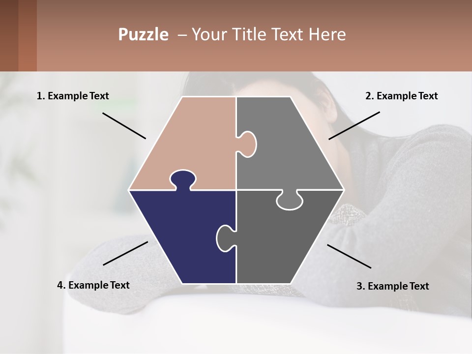 A Woman Sitting On A Bed With Her Hand On Her Chin PowerPoint Template