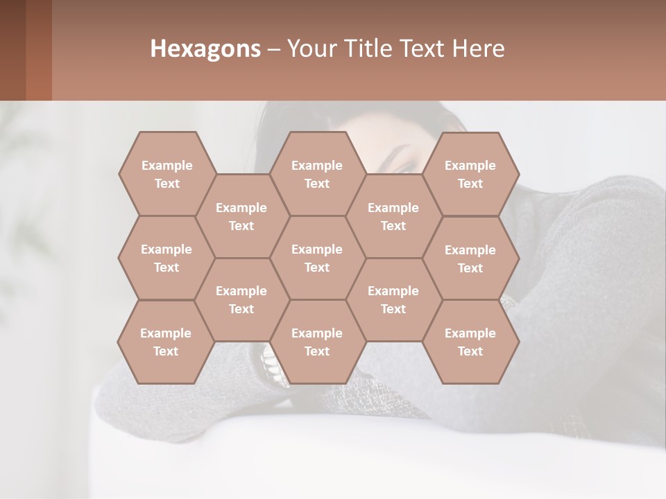 A Woman Sitting On A Bed With Her Hand On Her Chin PowerPoint Template