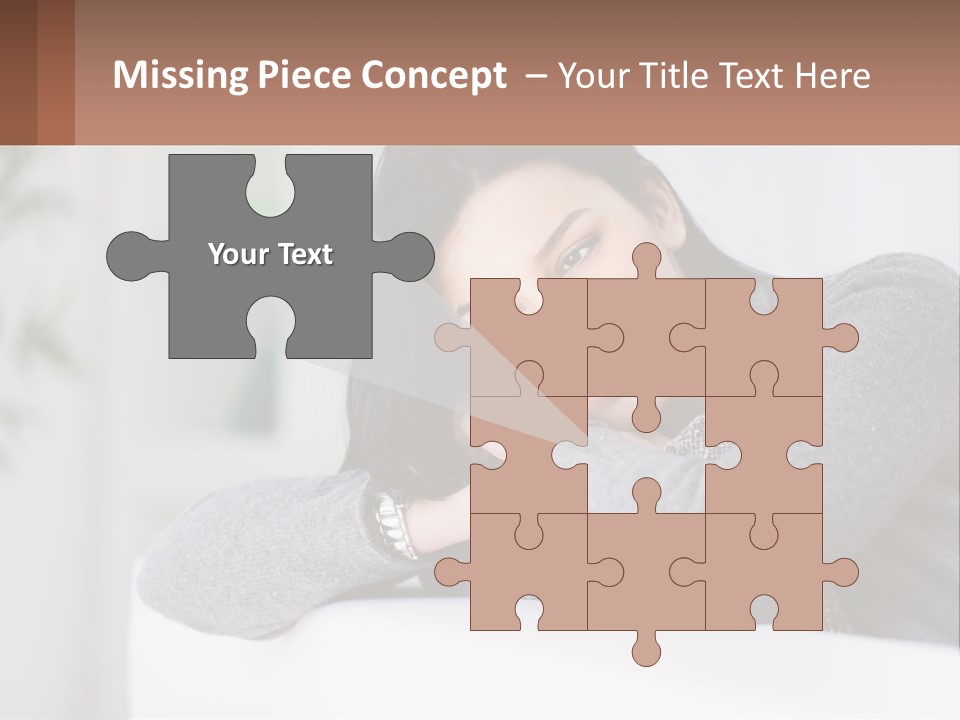 A Woman Sitting On A Bed With Her Hand On Her Chin PowerPoint Template