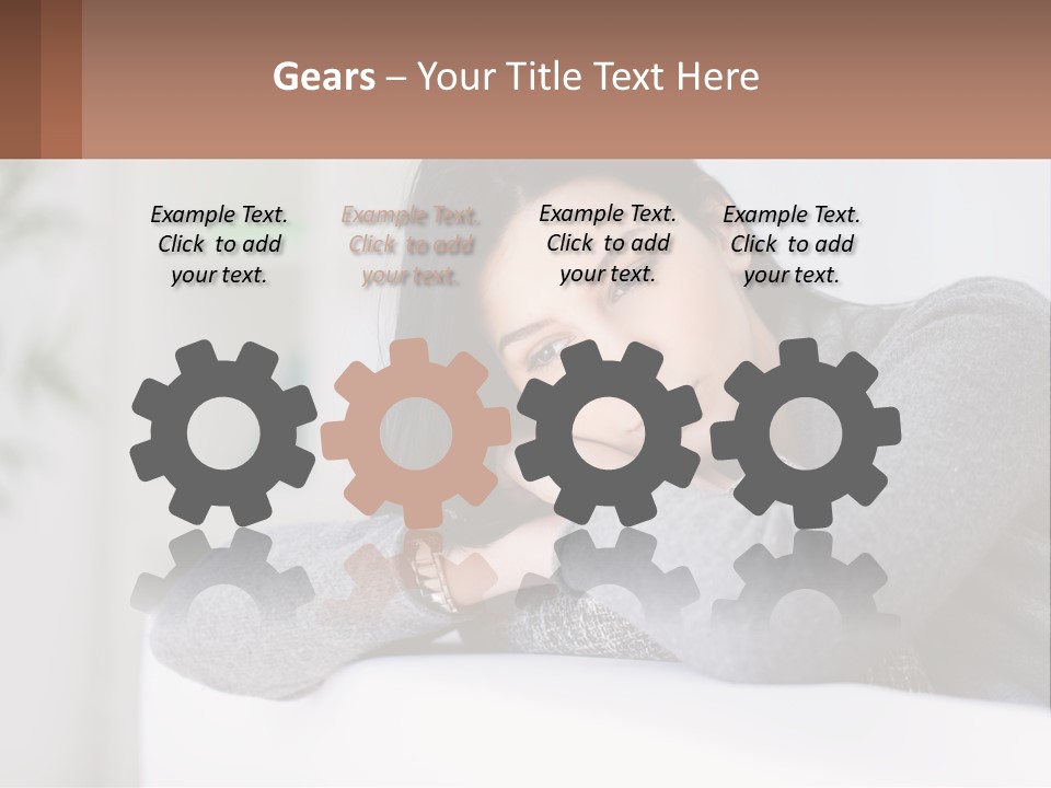 A Woman Sitting On A Bed With Her Hand On Her Chin PowerPoint Template