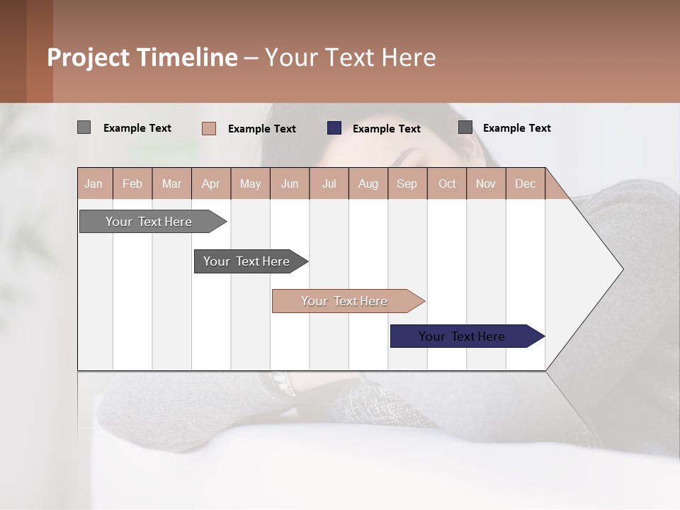 A Woman Sitting On A Bed With Her Hand On Her Chin PowerPoint Template