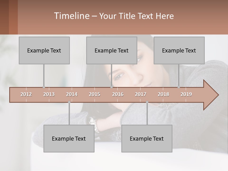 A Woman Sitting On A Bed With Her Hand On Her Chin PowerPoint Template