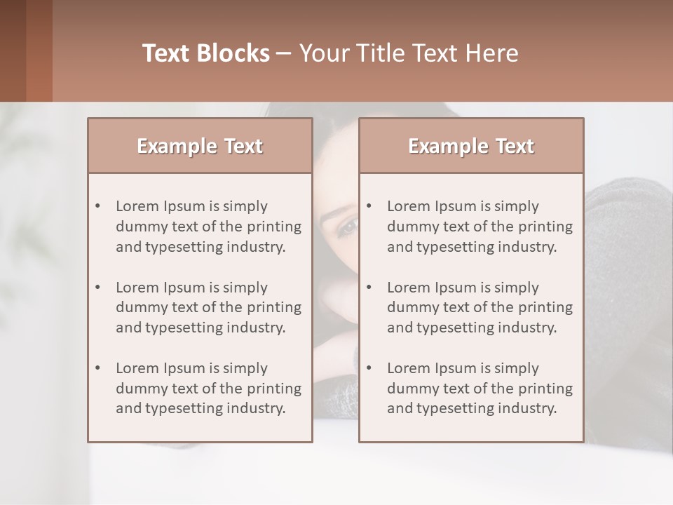 A Woman Sitting On A Bed With Her Hand On Her Chin PowerPoint Template