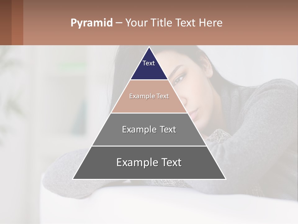 A Woman Sitting On A Bed With Her Hand On Her Chin PowerPoint Template
