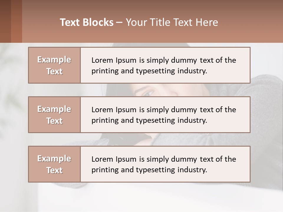 A Woman Sitting On A Bed With Her Hand On Her Chin PowerPoint Template