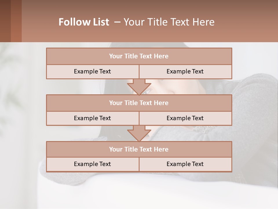 A Woman Sitting On A Bed With Her Hand On Her Chin PowerPoint Template