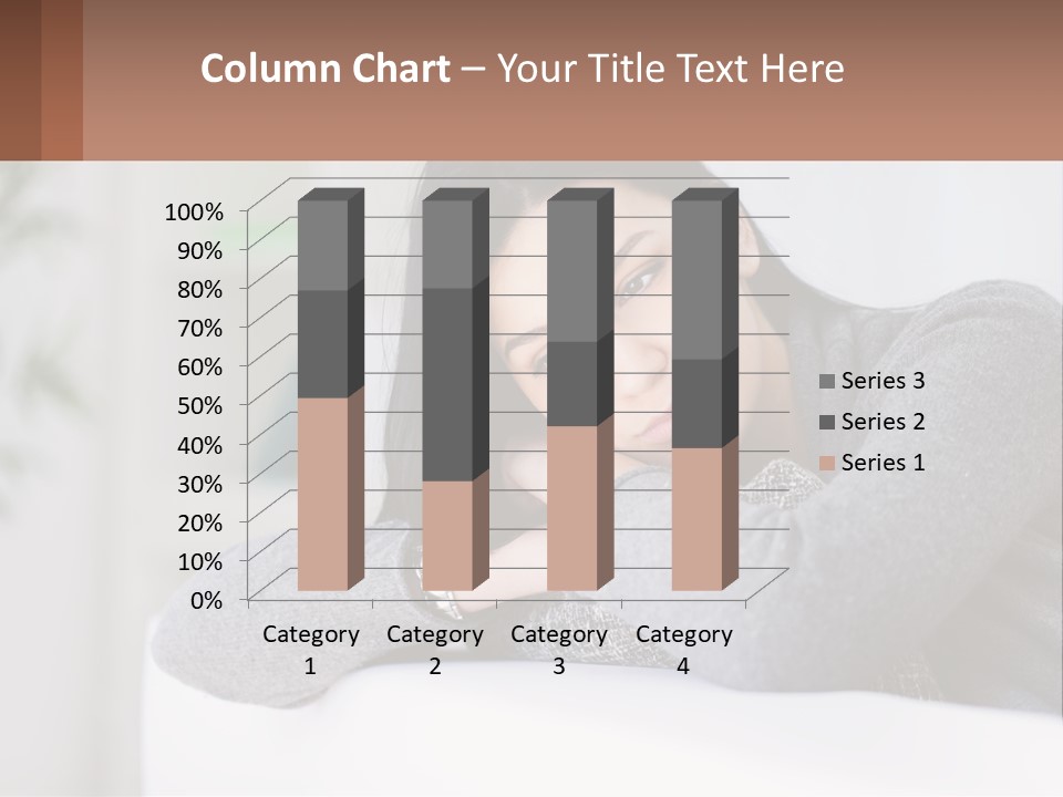 A Woman Sitting On A Bed With Her Hand On Her Chin PowerPoint Template