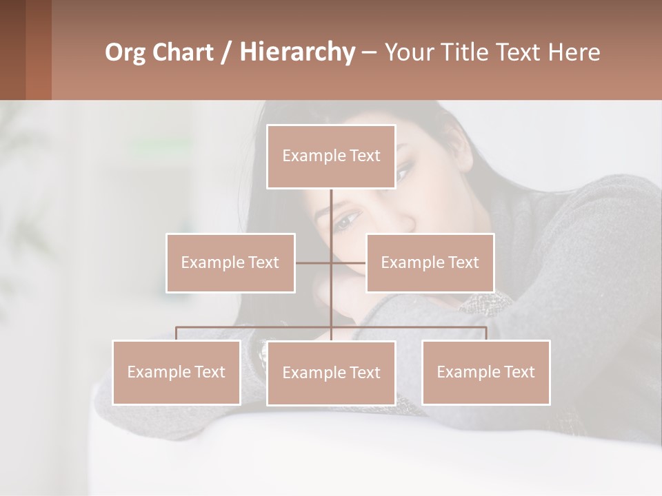 A Woman Sitting On A Bed With Her Hand On Her Chin PowerPoint Template