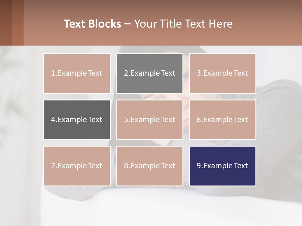 A Woman Sitting On A Bed With Her Hand On Her Chin PowerPoint Template