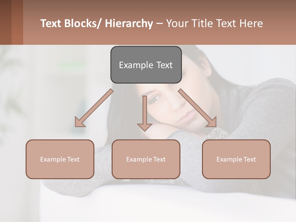 A Woman Sitting On A Bed With Her Hand On Her Chin PowerPoint Template