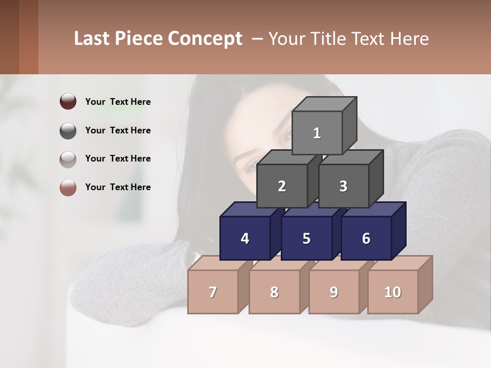 A Woman Sitting On A Bed With Her Hand On Her Chin PowerPoint Template