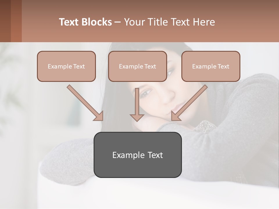 A Woman Sitting On A Bed With Her Hand On Her Chin PowerPoint Template