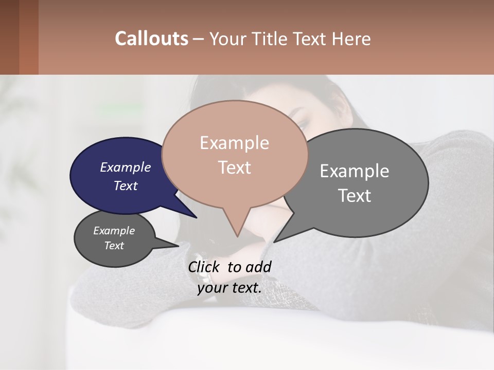 A Woman Sitting On A Bed With Her Hand On Her Chin PowerPoint Template