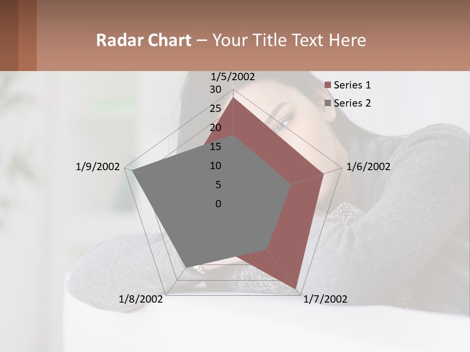 A Woman Sitting On A Bed With Her Hand On Her Chin PowerPoint Template