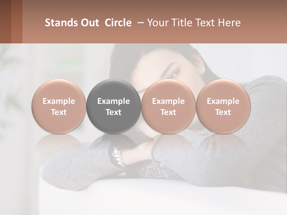 A Woman Sitting On A Bed With Her Hand On Her Chin PowerPoint Template