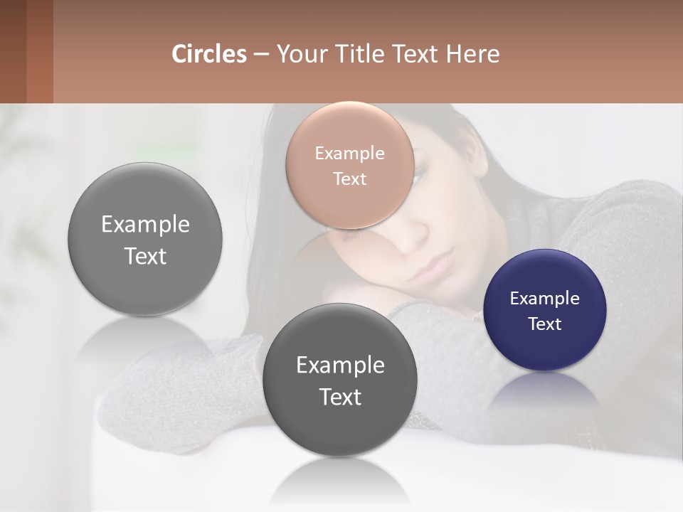 A Woman Sitting On A Bed With Her Hand On Her Chin PowerPoint Template