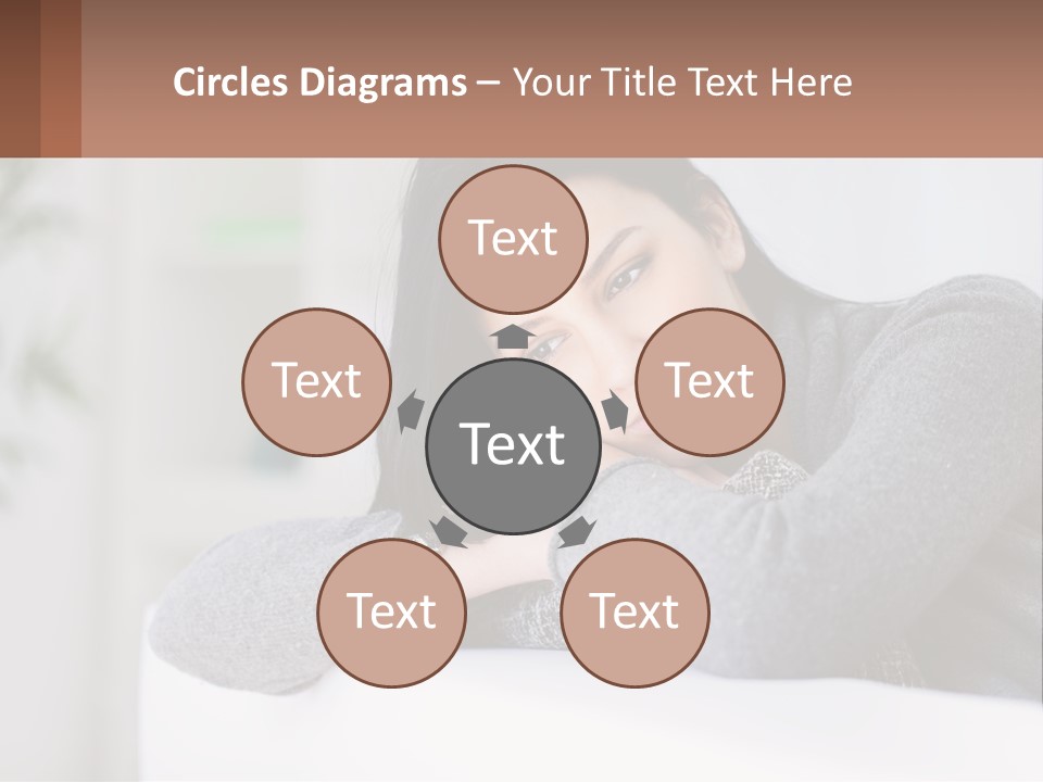 A Woman Sitting On A Bed With Her Hand On Her Chin PowerPoint Template