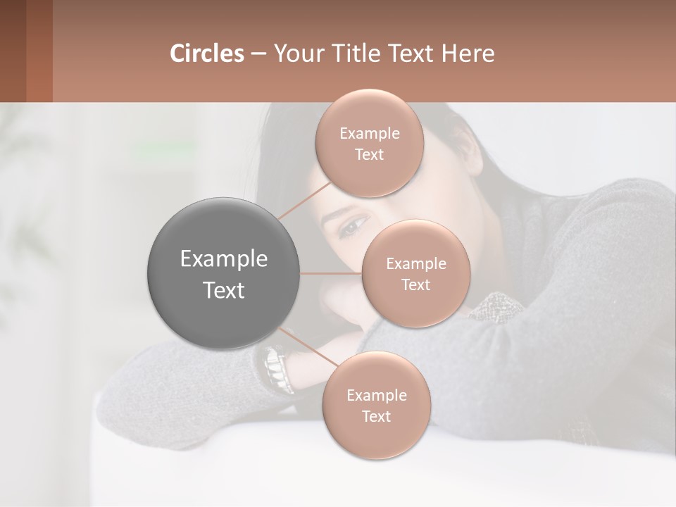 A Woman Sitting On A Bed With Her Hand On Her Chin PowerPoint Template