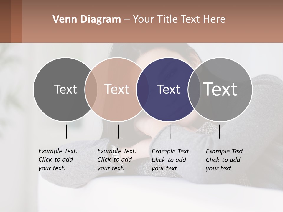 A Woman Sitting On A Bed With Her Hand On Her Chin PowerPoint Template