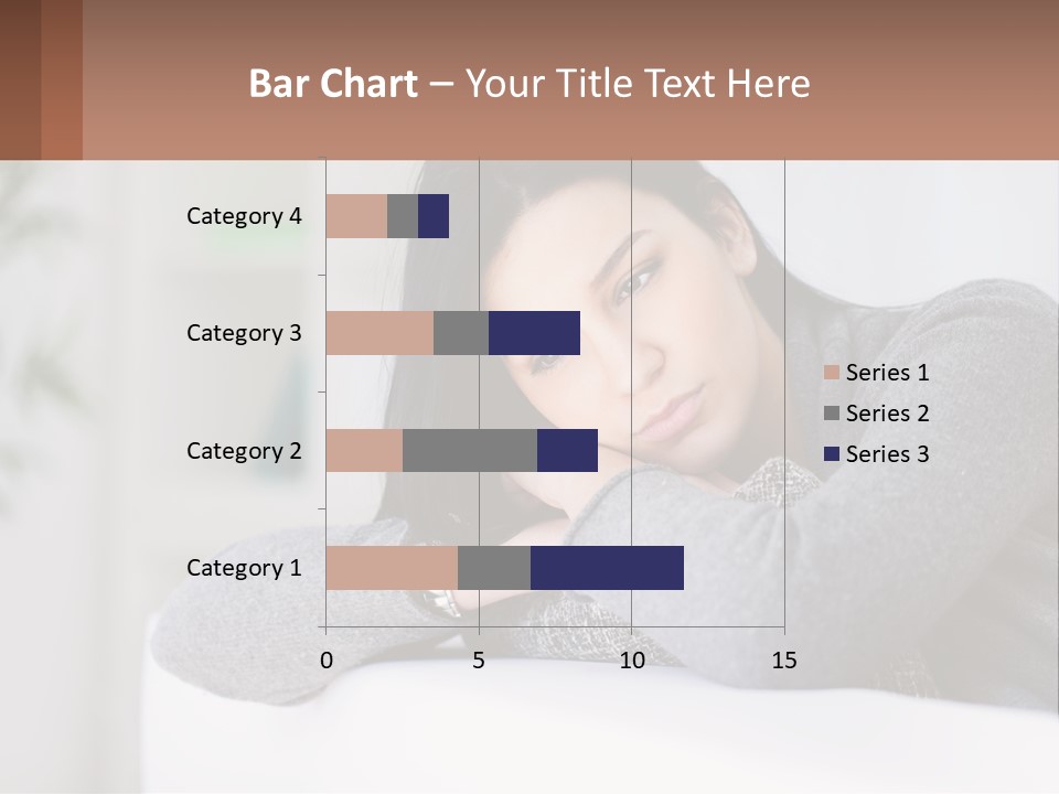 A Woman Sitting On A Bed With Her Hand On Her Chin PowerPoint Template