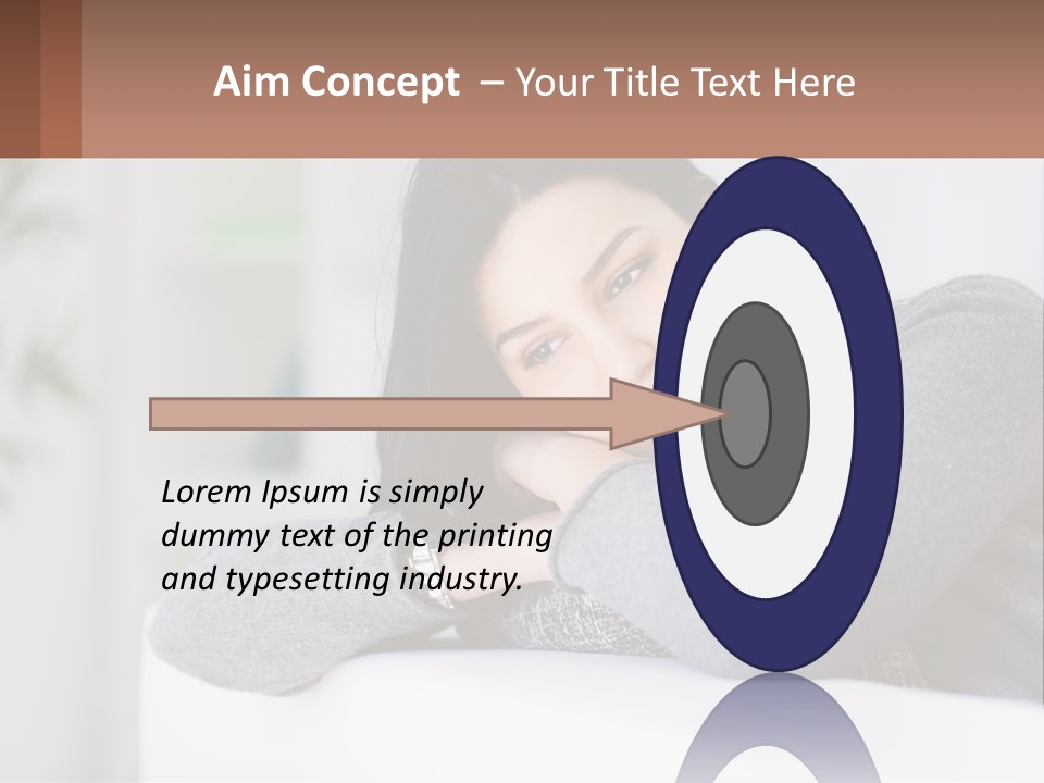 A Woman Sitting On A Bed With Her Hand On Her Chin PowerPoint Template