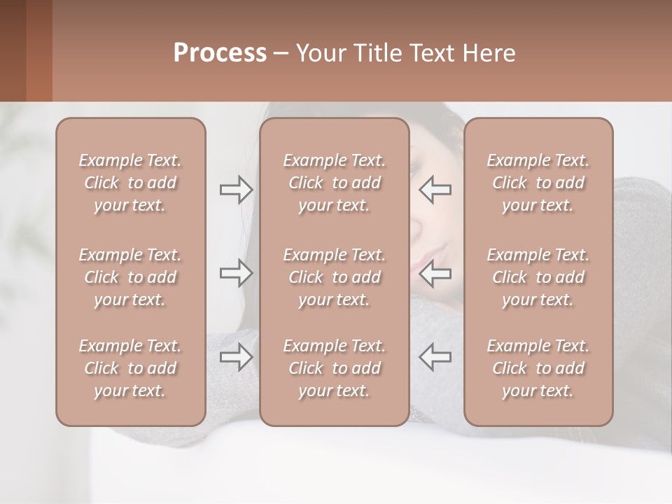 A Woman Sitting On A Bed With Her Hand On Her Chin PowerPoint Template