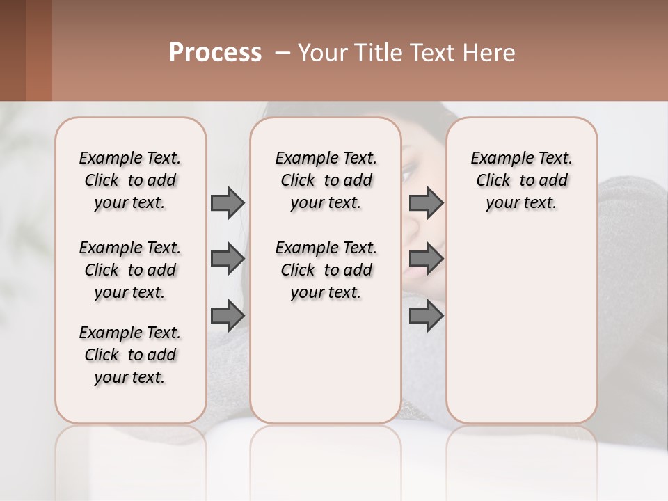 A Woman Sitting On A Bed With Her Hand On Her Chin PowerPoint Template