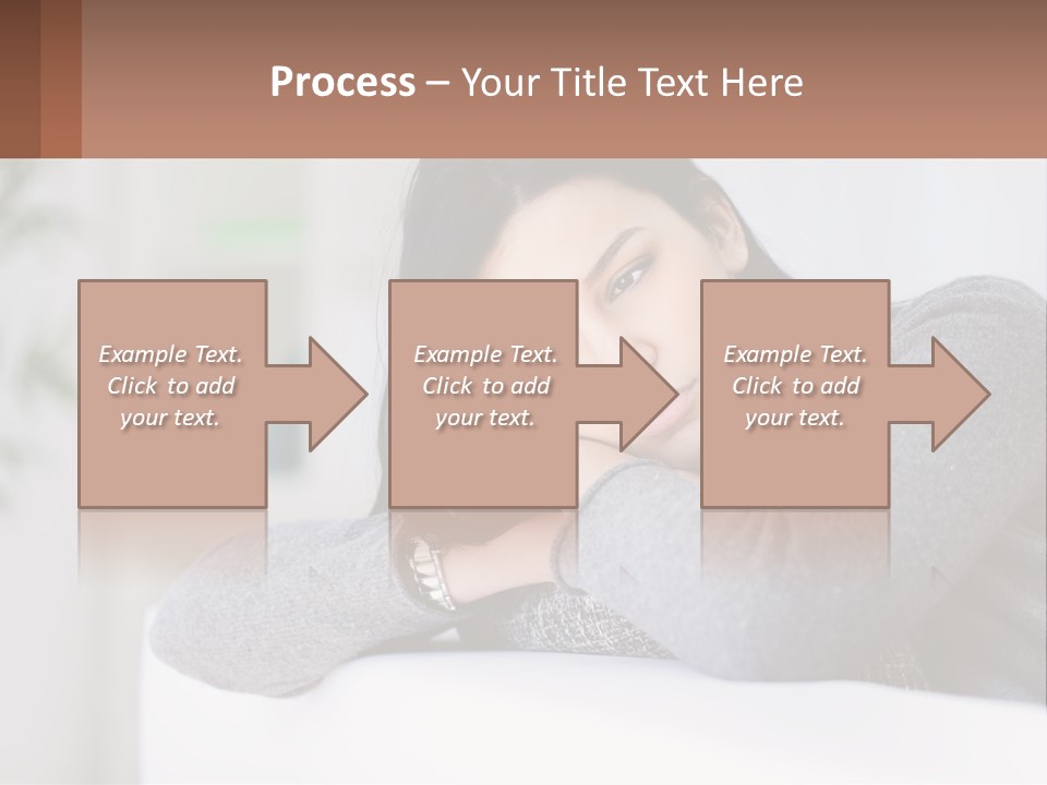 A Woman Sitting On A Bed With Her Hand On Her Chin PowerPoint Template