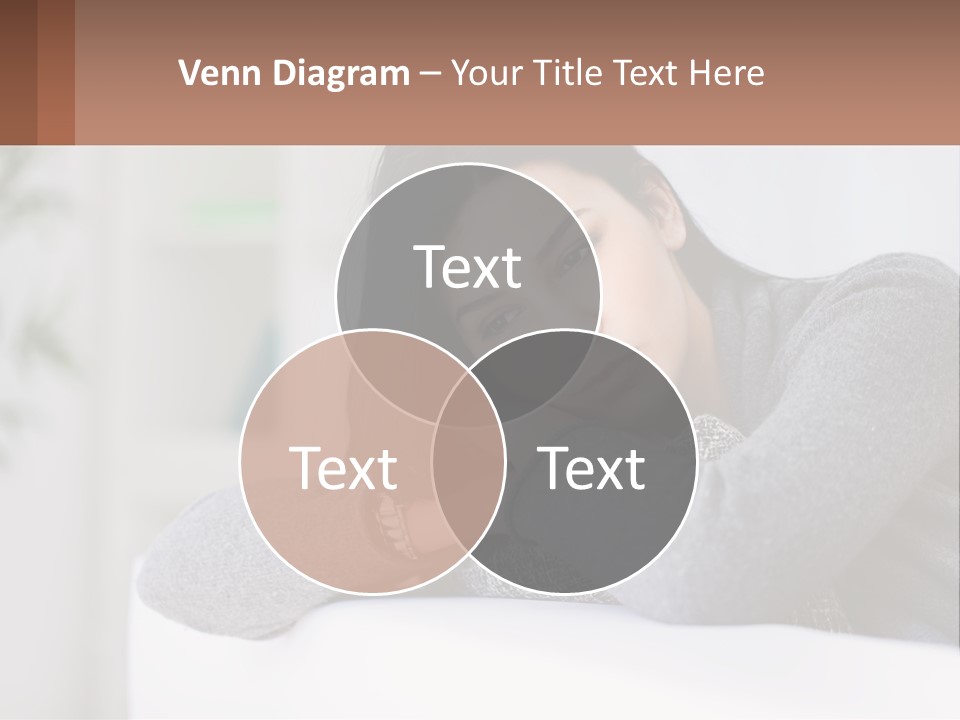 A Woman Sitting On A Bed With Her Hand On Her Chin PowerPoint Template