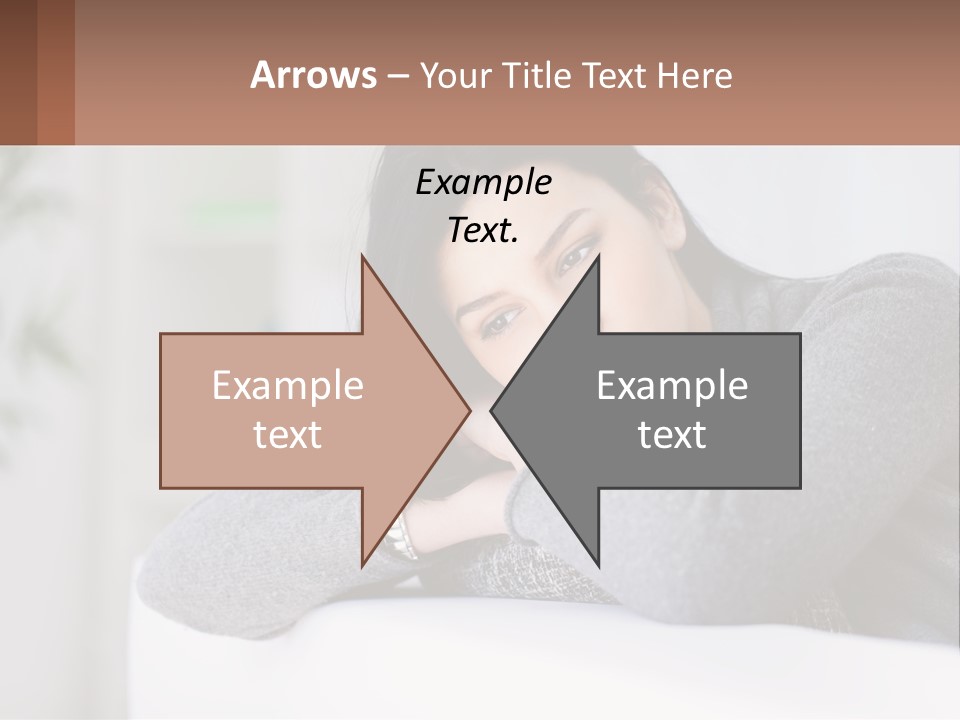 A Woman Sitting On A Bed With Her Hand On Her Chin PowerPoint Template