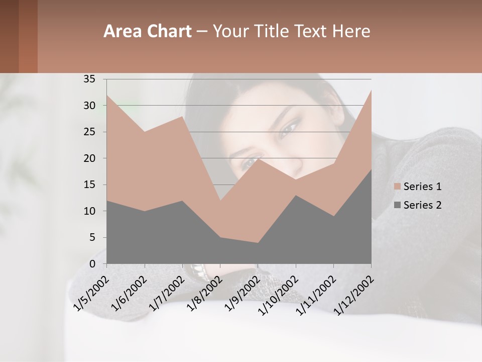 A Woman Sitting On A Bed With Her Hand On Her Chin PowerPoint Template