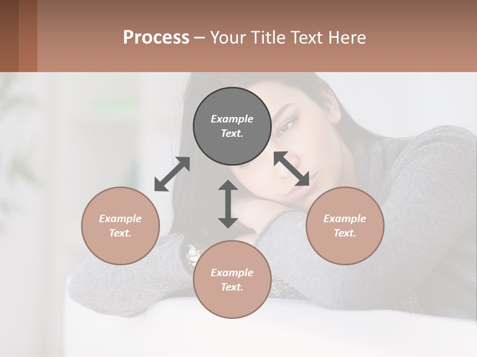 A Woman Sitting On A Bed With Her Hand On Her Chin PowerPoint Template