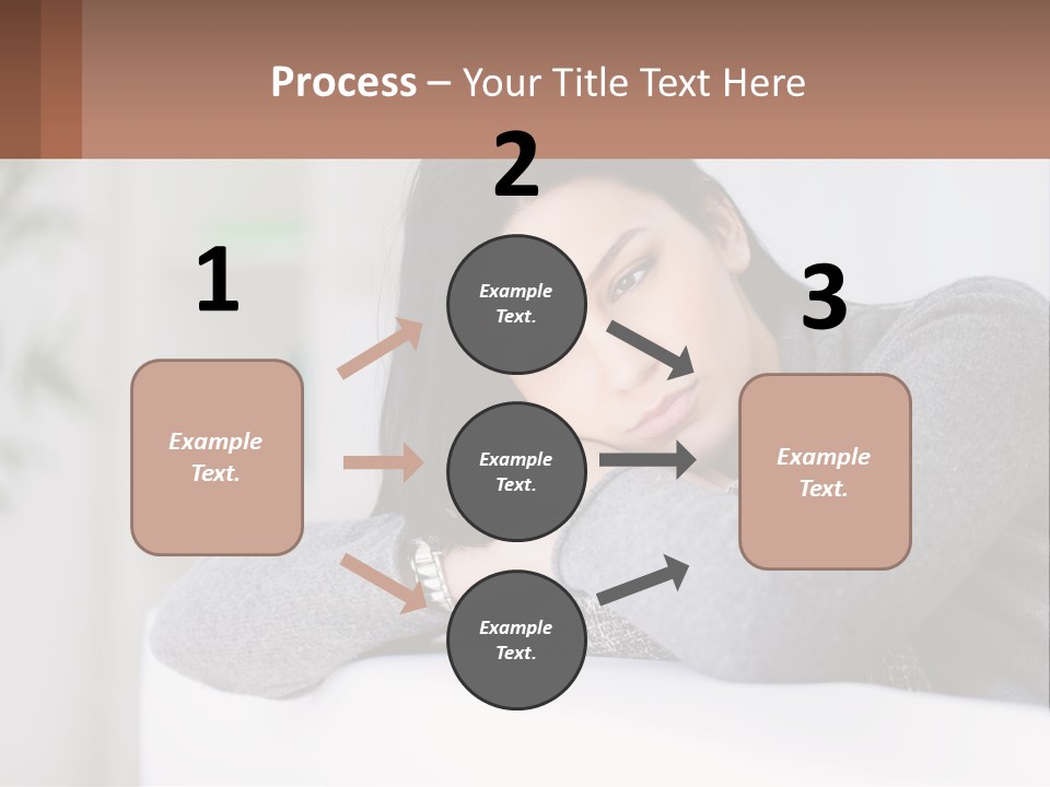 A Woman Sitting On A Bed With Her Hand On Her Chin PowerPoint Template