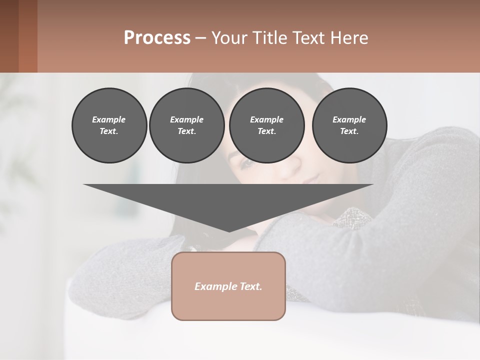 A Woman Sitting On A Bed With Her Hand On Her Chin PowerPoint Template