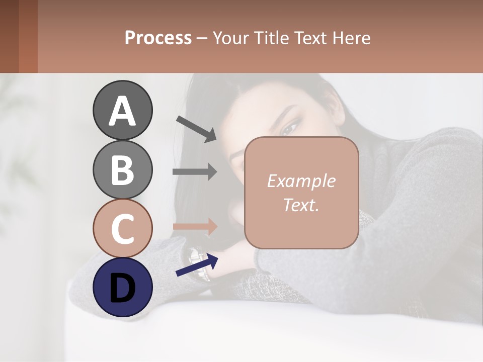 A Woman Sitting On A Bed With Her Hand On Her Chin PowerPoint Template