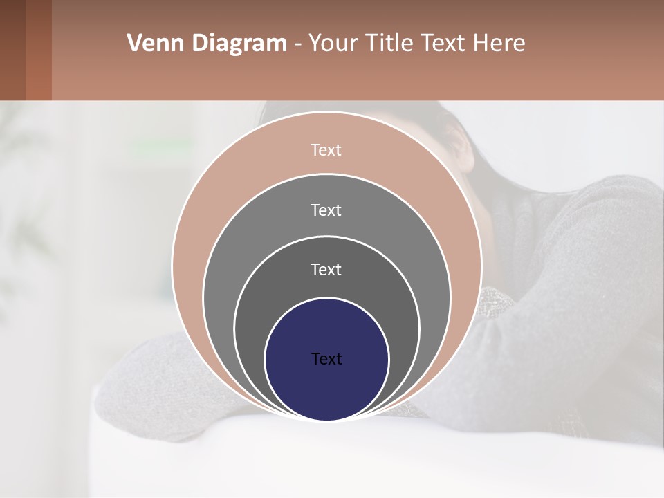 A Woman Sitting On A Bed With Her Hand On Her Chin PowerPoint Template