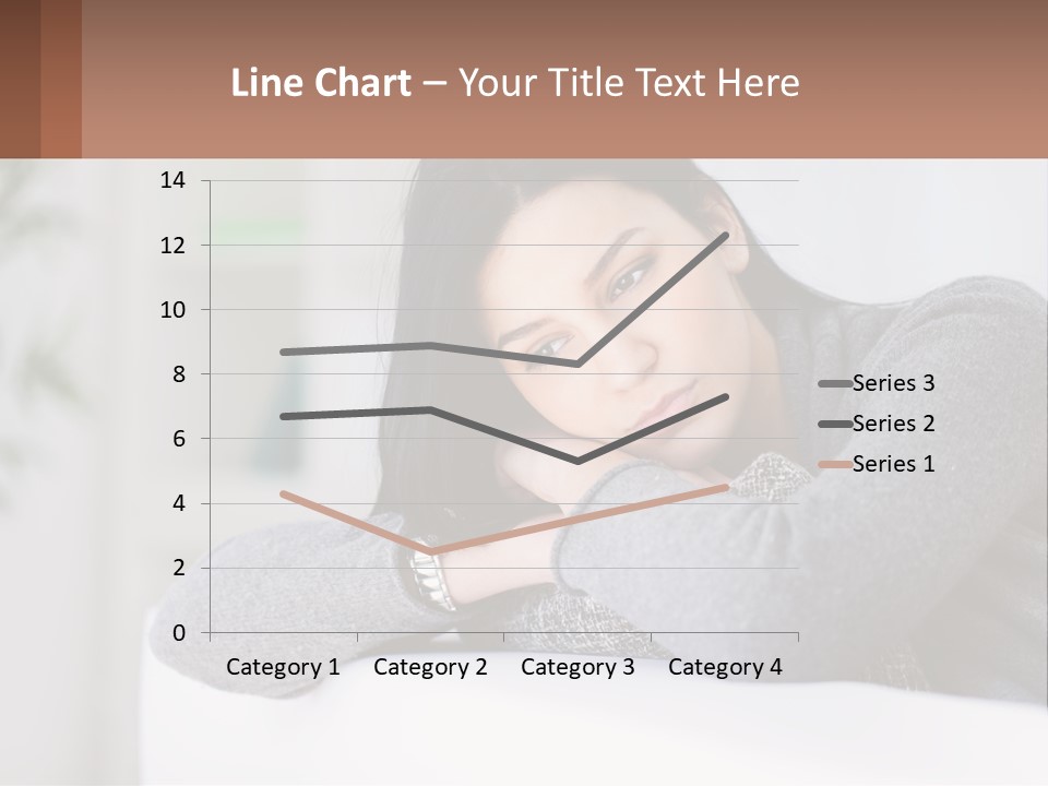 A Woman Sitting On A Bed With Her Hand On Her Chin PowerPoint Template