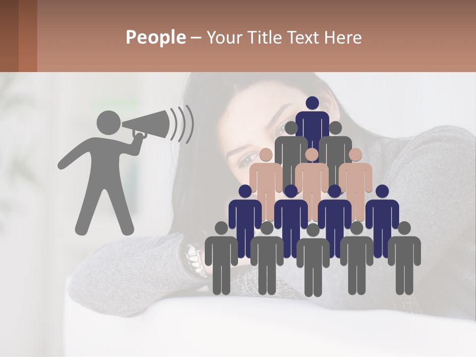 A Woman Sitting On A Bed With Her Hand On Her Chin PowerPoint Template