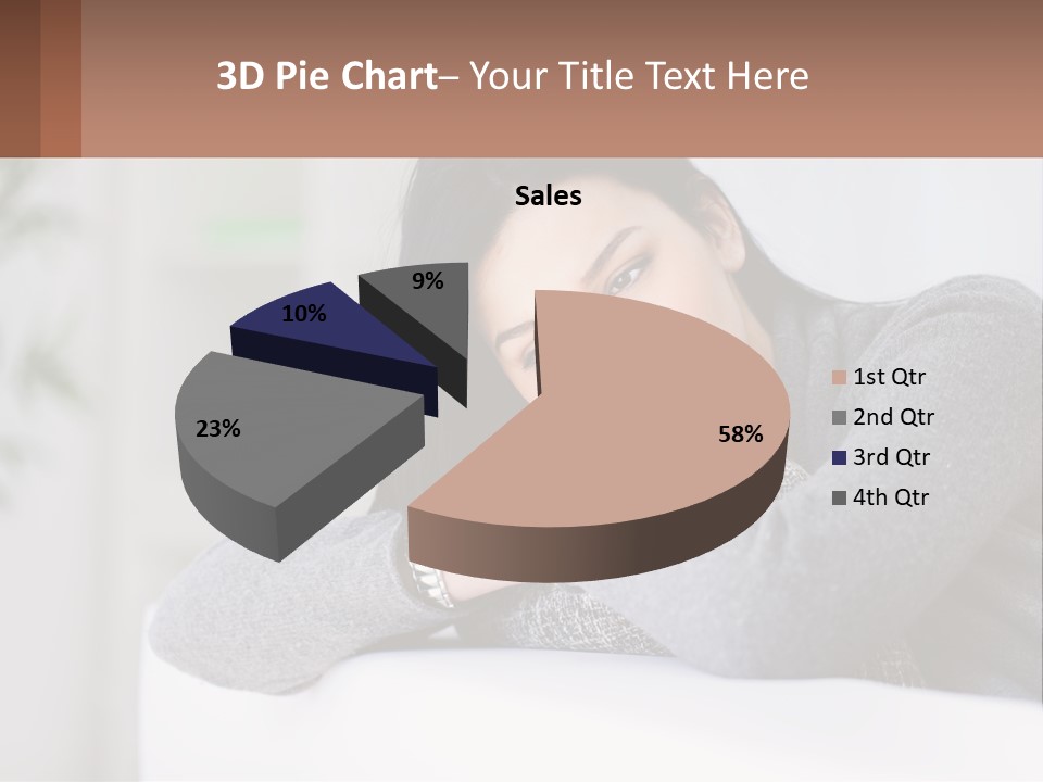 A Woman Sitting On A Bed With Her Hand On Her Chin PowerPoint Template