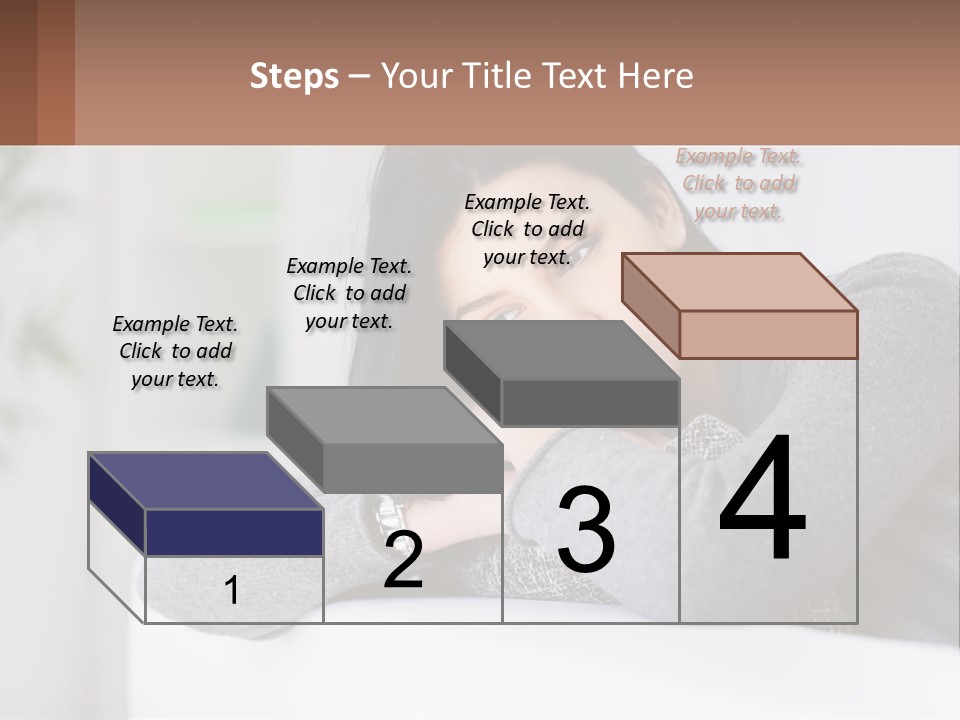A Woman Sitting On A Bed With Her Hand On Her Chin PowerPoint Template