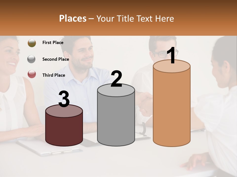 A Group Of People Sitting Around A Table Shaking Hands PowerPoint Template