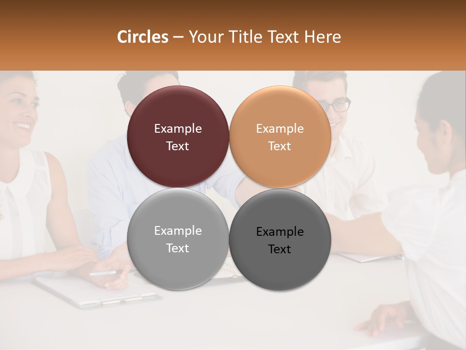 A Group Of People Sitting Around A Table Shaking Hands PowerPoint Template