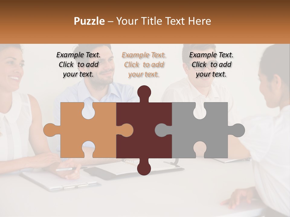 A Group Of People Sitting Around A Table Shaking Hands PowerPoint Template