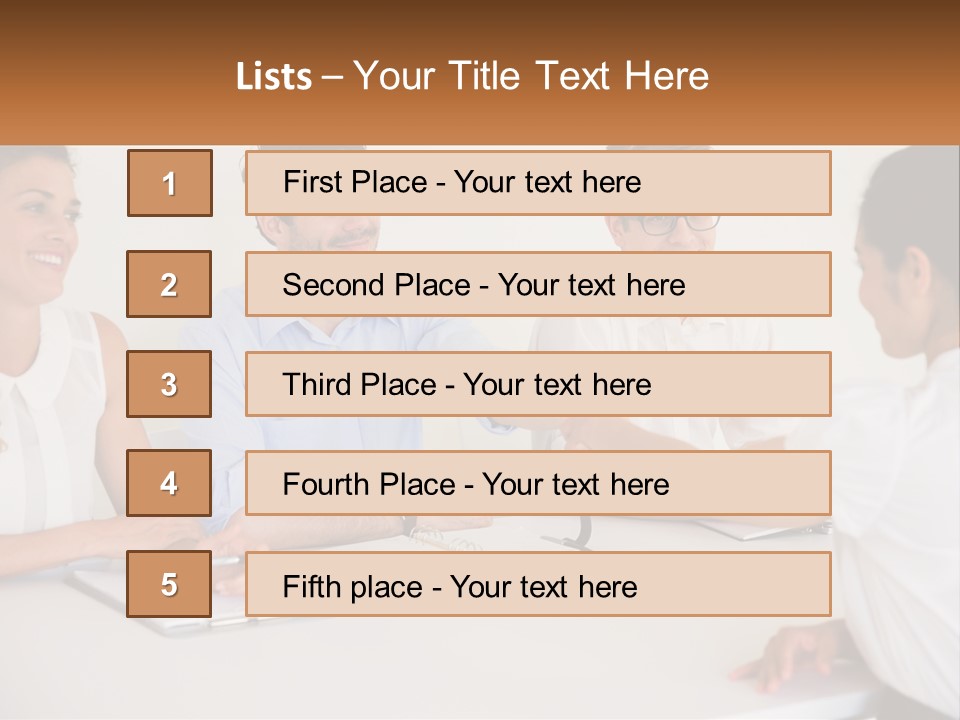 A Group Of People Sitting Around A Table Shaking Hands PowerPoint Template